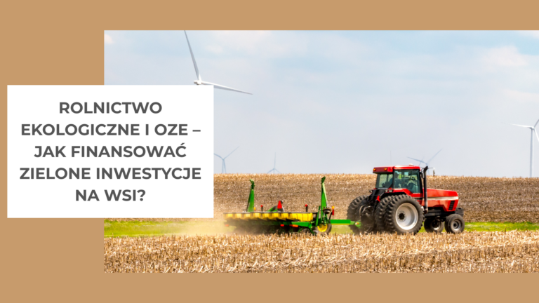 traktor opre pole, w tle wiatraki